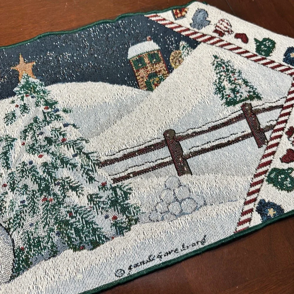 Christmas Snowman Table Runner Tapestry Winter Scene Home‎ Decor 72